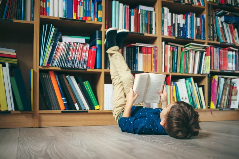 Boy in library